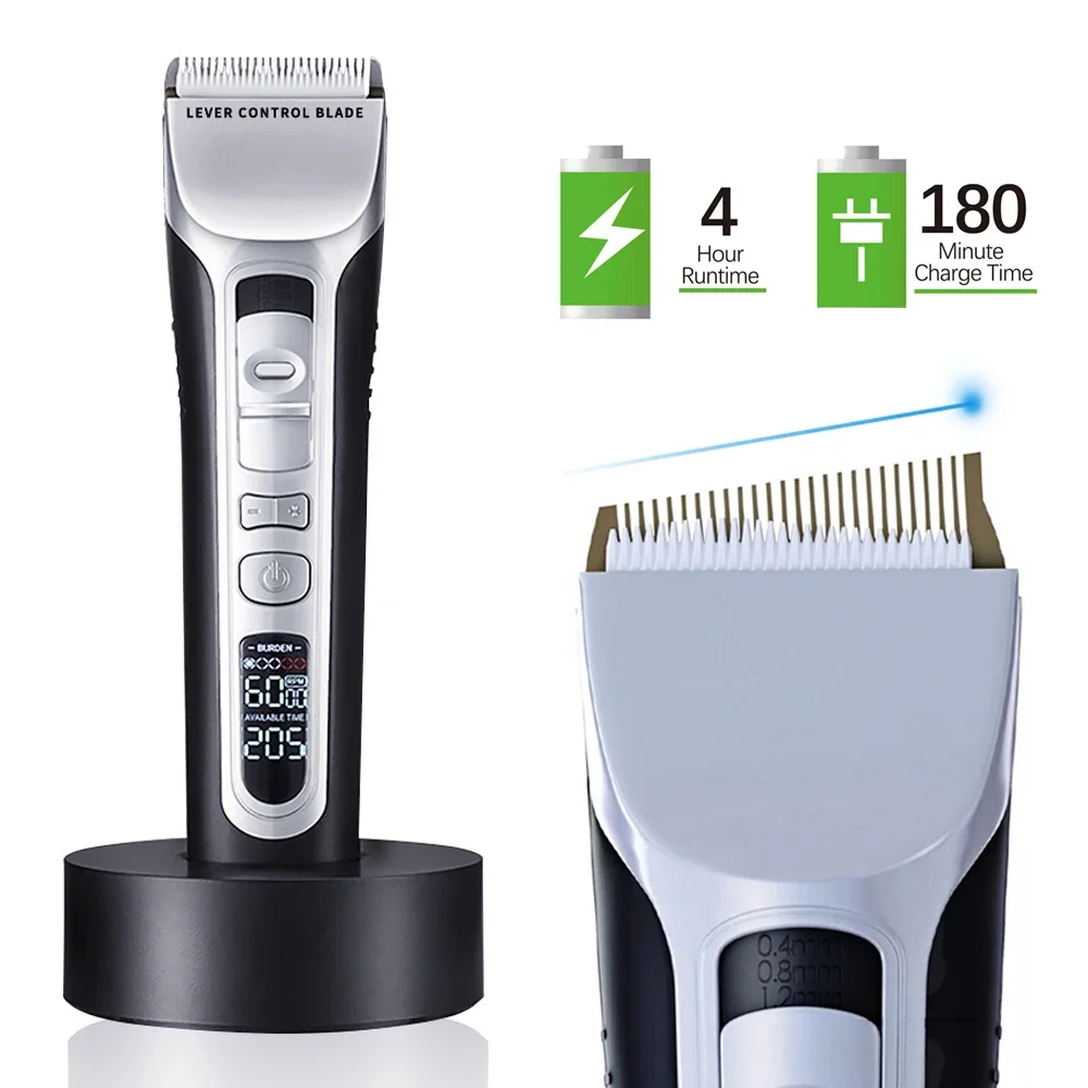 

Professional Hair Clipper Titanium Ceramic Blade Hair Trimmer LCD Display Strong Power Salon Barber Hair Cutting Machine For Men