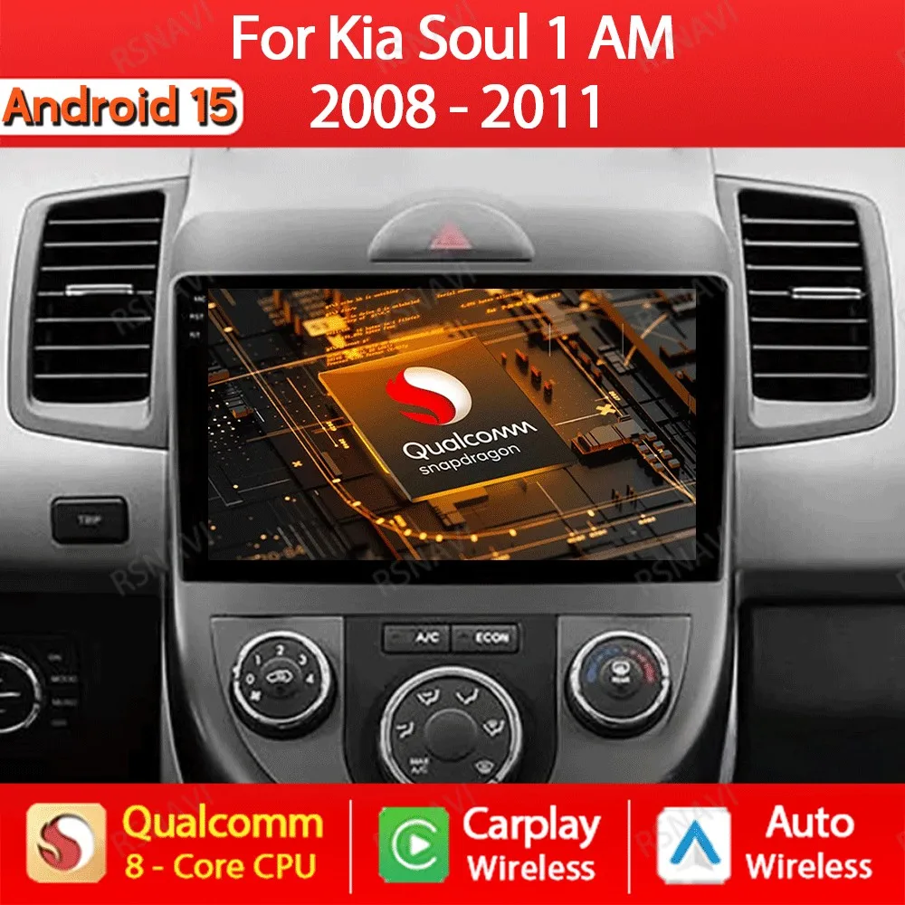

Android 15 Car Radio For Kia Soul AM 2007 - 2011 GPS Navi Carplay Auto Multimedia Stereo Video Player 2din DVD Carplay Auto QLED