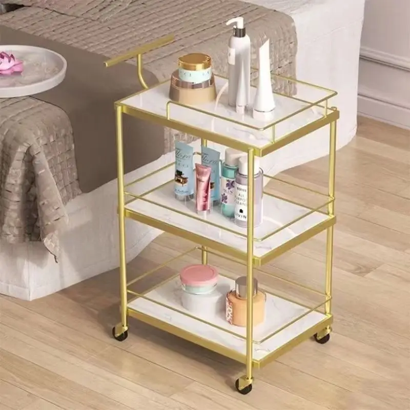 Hotel Mobile Dining Cart Trolley Restaurant Cake Wine Cart Multi-layer Rack Three-layer Household Wrought Iron Trolley