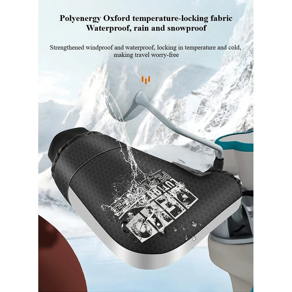 Winter Motorcycle Snow And Waterproof Warm Handlebars Outdoor Velvet-lined Thickened With Gloves Riding Reflective