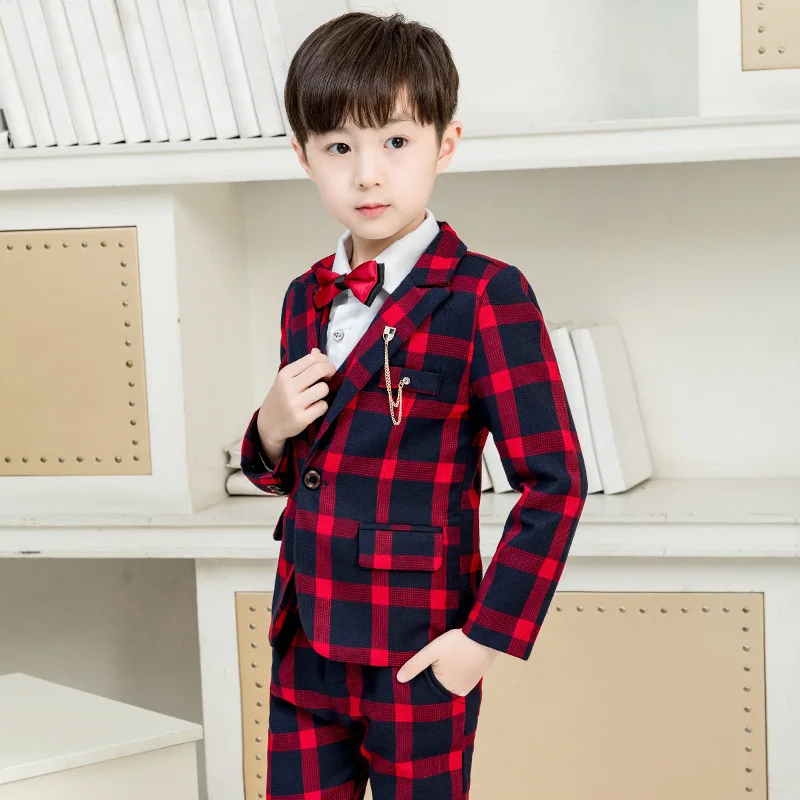 Clearance Stock Sale Boys 3Pieces/Set Jacket Vest Pants Photography Suit Kids Wedding Party Dress Children Stage Show Costume