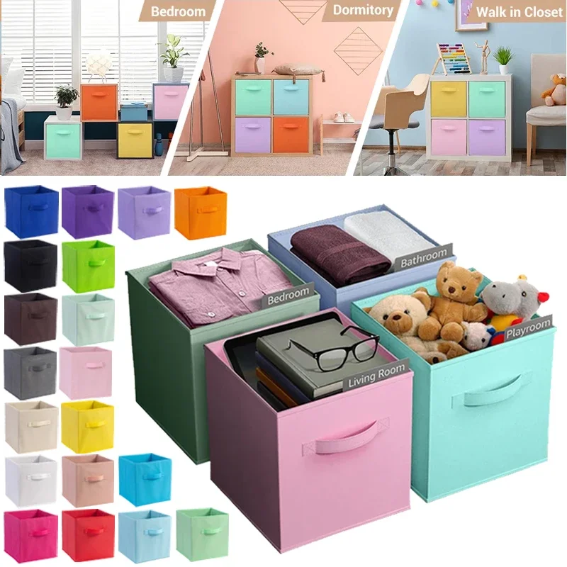 

1PC Collapsible Cube Storage Bin Non Woven Fabric Storage Box Home Supplies Closet and Toy Storage Clothing Bookcase StorageBox