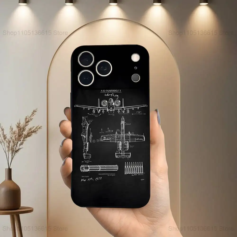 Чехол для телефона Blueprints Planes Aircraft для iPhone 17,16,15,14,13,12,11 Plus, Pro Max, XS, XR, SE, Mini,8,7, мягкий силиконовый черный чехол
