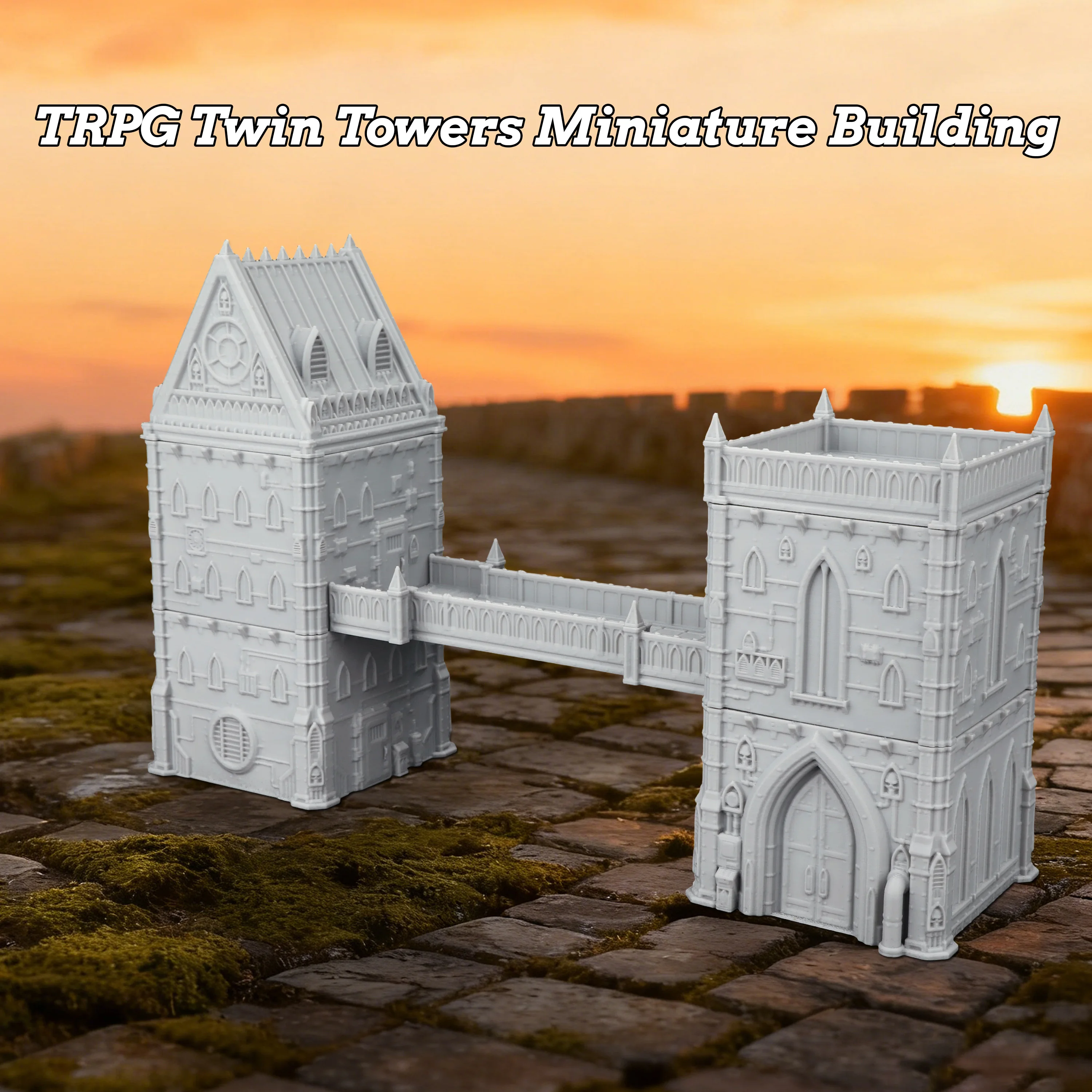 Fantasy Twin Towers Miniature Terrain Building Set | Gothic TTRPG Miniature Architecture, Easy-to-Assemble, RPG Storytelling