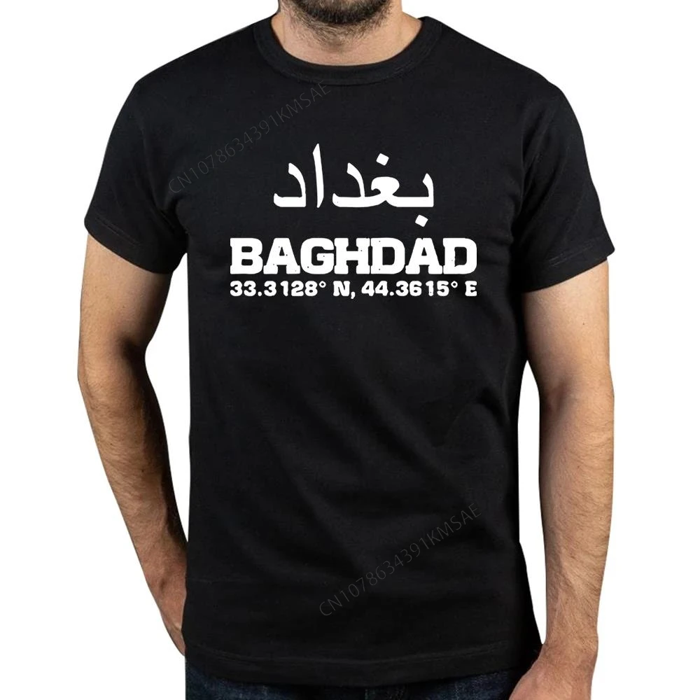 Baghdad Iraqi Iraq Flag Map Mens T Shirt Arabic Cotton Tee Tops Round Neck Short-Sleeve Fashion Tshirt Casual Basic T-shirts