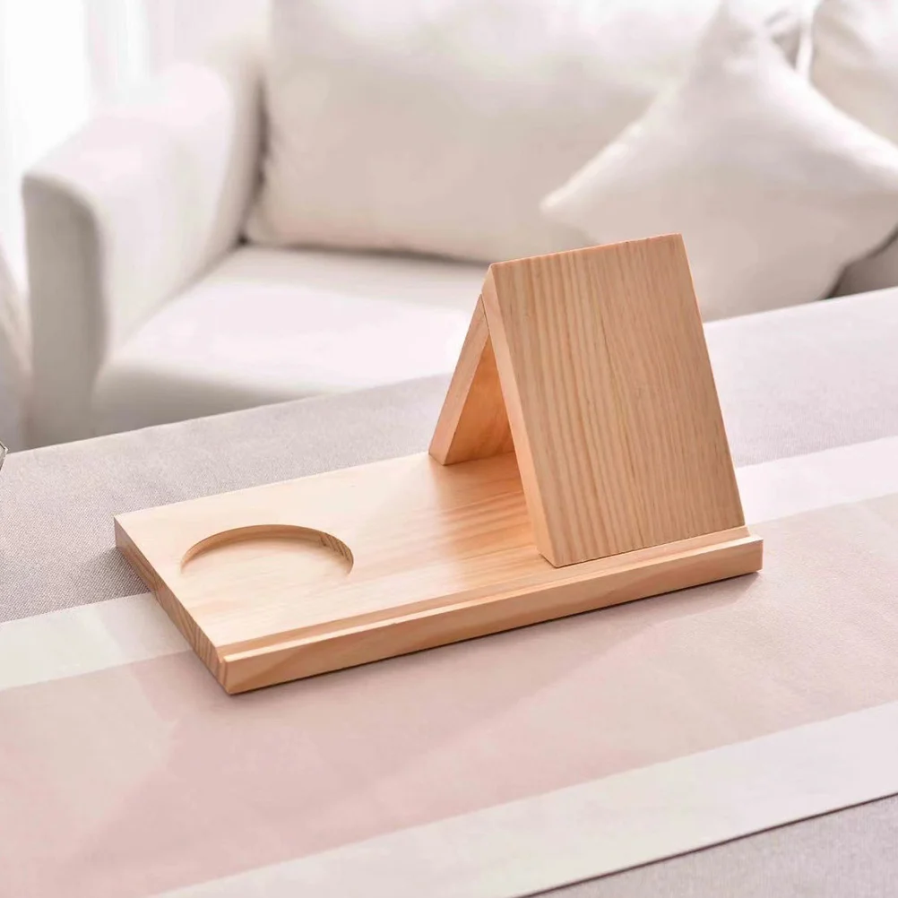 

Triangle Portable Wooden Book Holder Multipurpose Shelf Cup Holder Phone Stand Freestanding Tabletop Book Rack