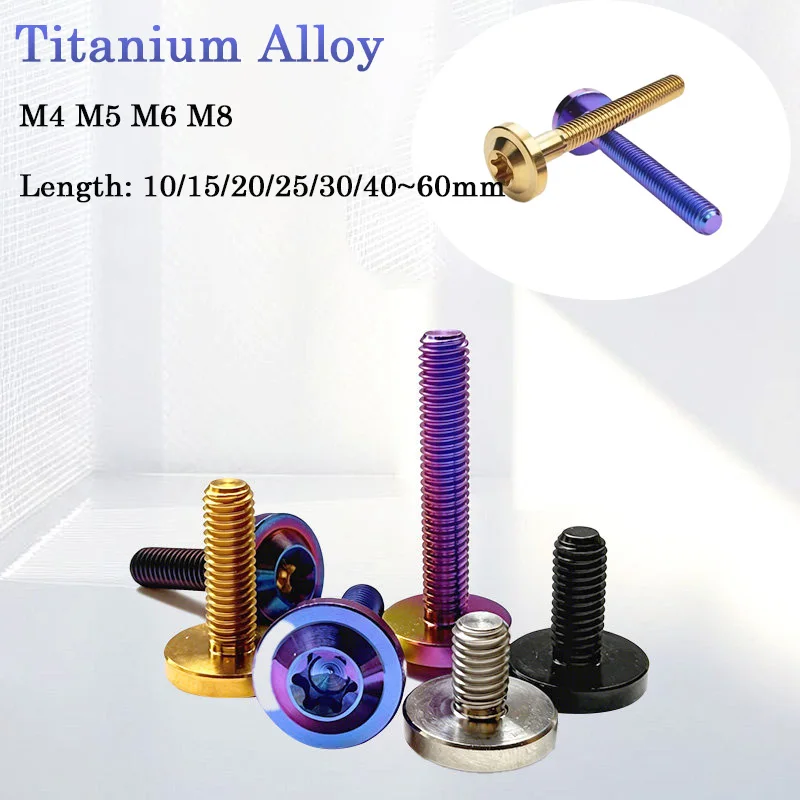 1Pcs M4 M5 M6 M8 TC4 Titanium Alloy Screws Flying Saucer Head Motorcycle Modification Bolts Anti Theft Screws Mounting Bolt