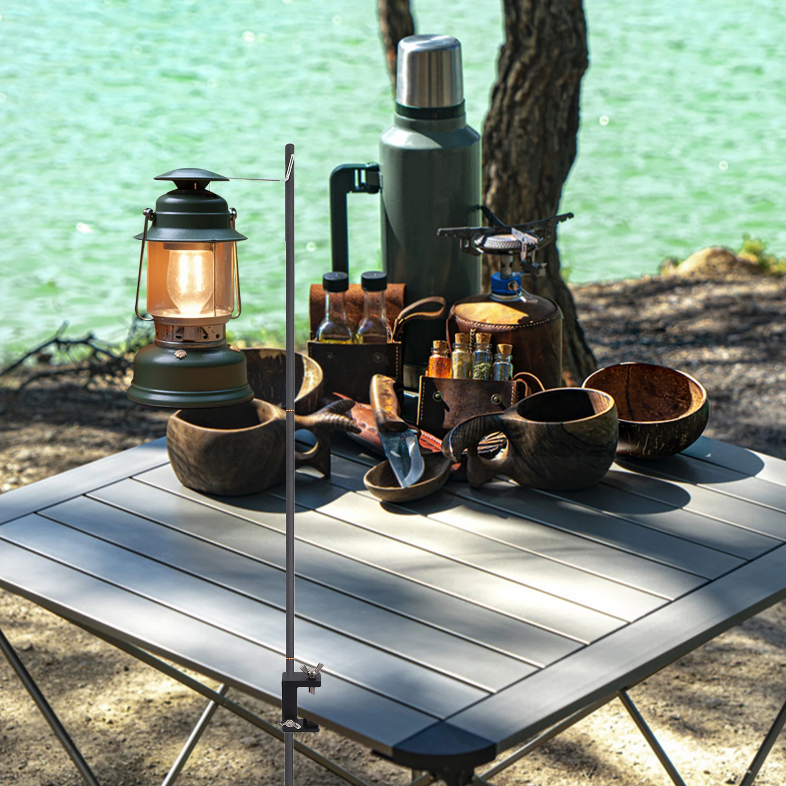 

1 Set Portable Camping Lantern Stand Aluminum Alloy 153Cm Foldable Outdoor Light Bracket Hiking Fishing Lightweight Quick Setup