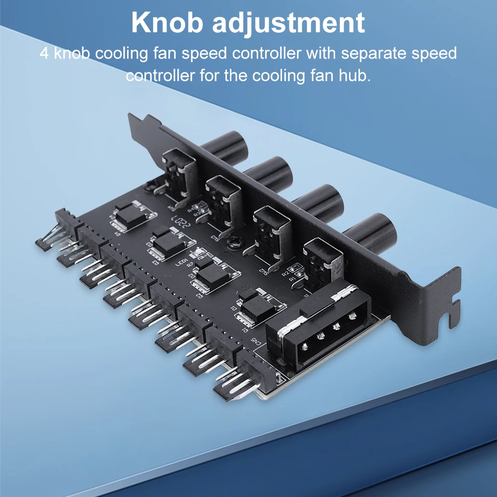 CPU Cooling Fan HUB SATA/4 Pin Adapter 8 Channel PWM Cooler Fan HUB 4 Knob PC Case Cooling Fan Hub for PC Computer