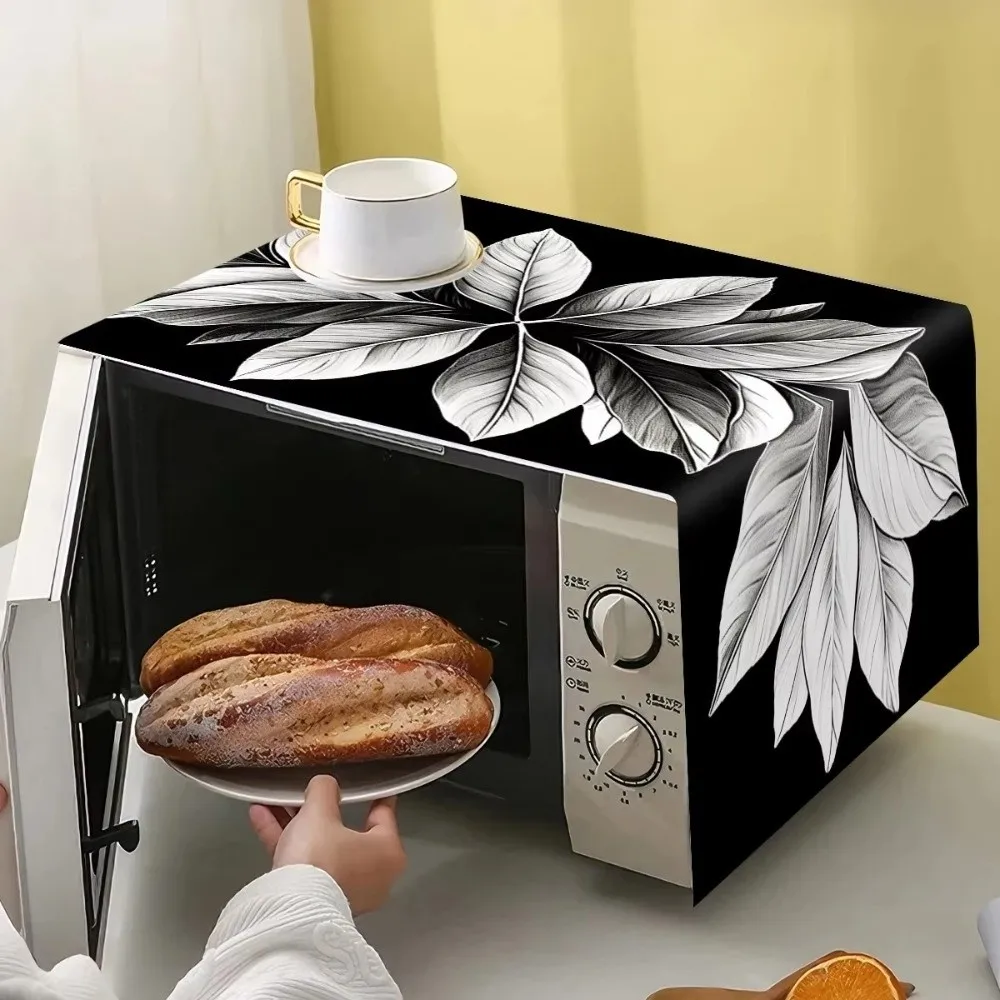 85x35cm Microwave Oven Dust Cover Oil Proof Waterproof Washable Machine Protector Polyester Fabric Protective Cover
