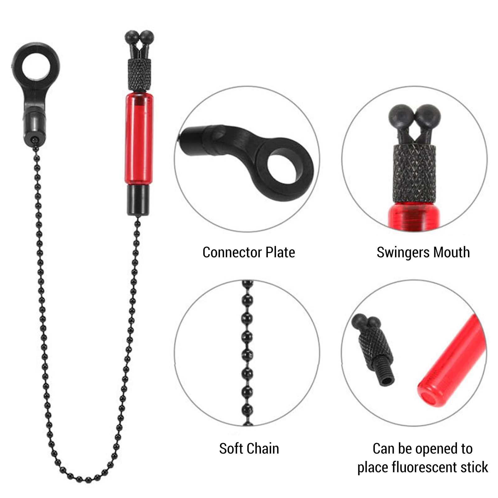 チェーンアラートスインガー釣り用バイトアラームとチェーンアラートスインガーセットLEDインジケーターアラート釣り用スインガー（ボックス付き）