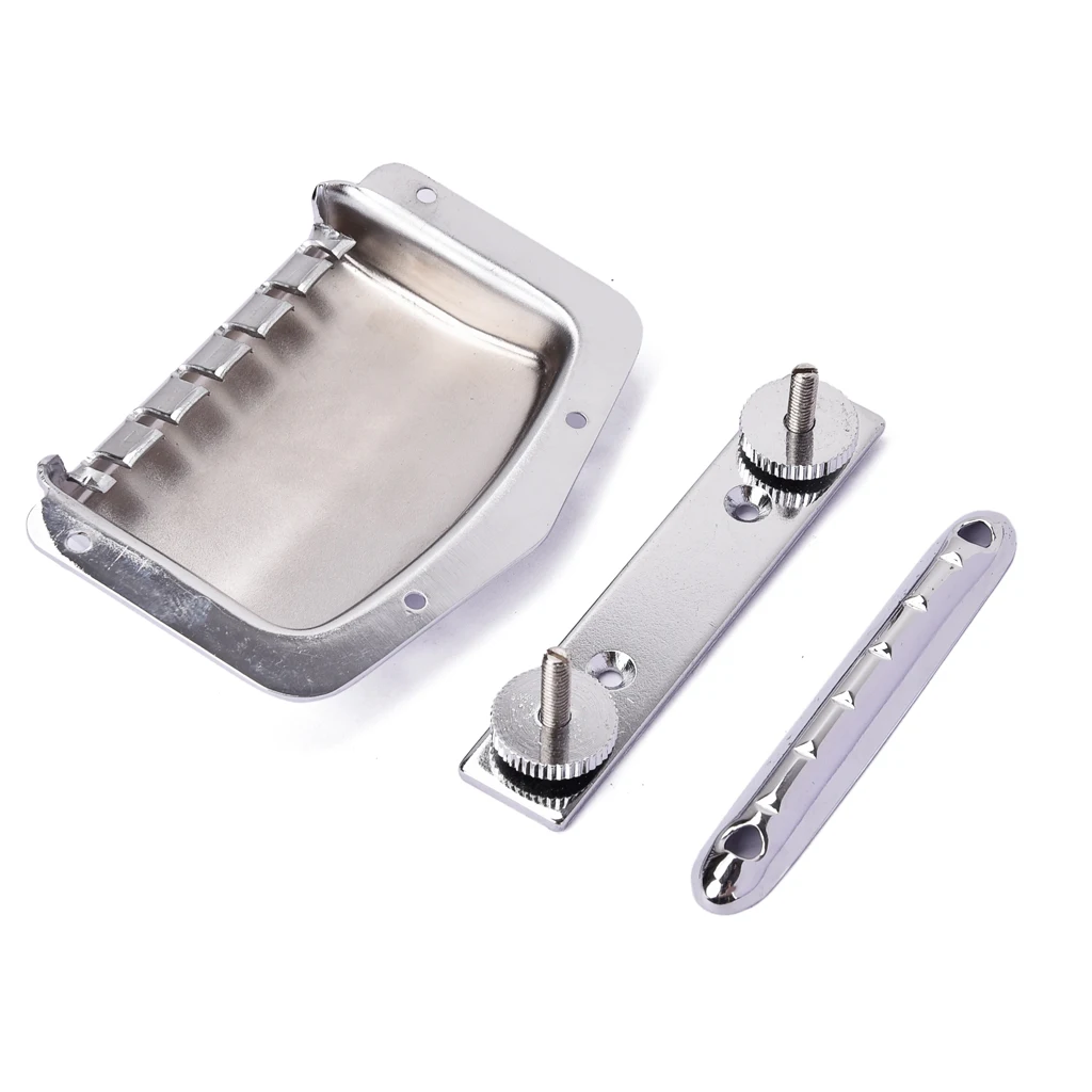 Guitar Pickup w/ Bridge Tailpiece Cover Chrome Guitar Bridge Tailpiece Musical Instrument Accessories for Teisco Electric Guitar