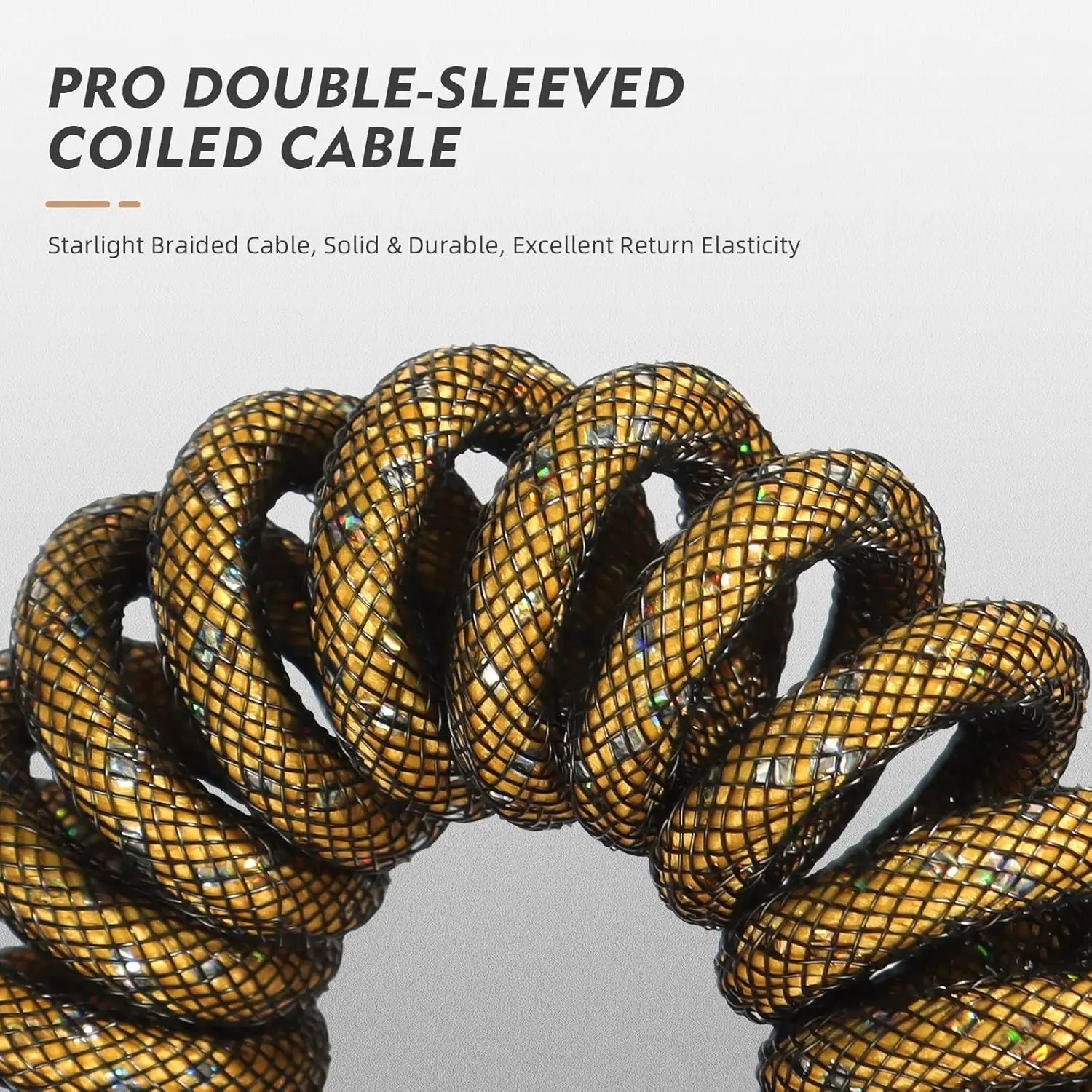 ATTACK SHARK * MAMBASNAKE C03 Coiled USB C Cable for Gaming Keyboard, Nylon Braided Mechanical Keyboard Cable, Double-Sleeved