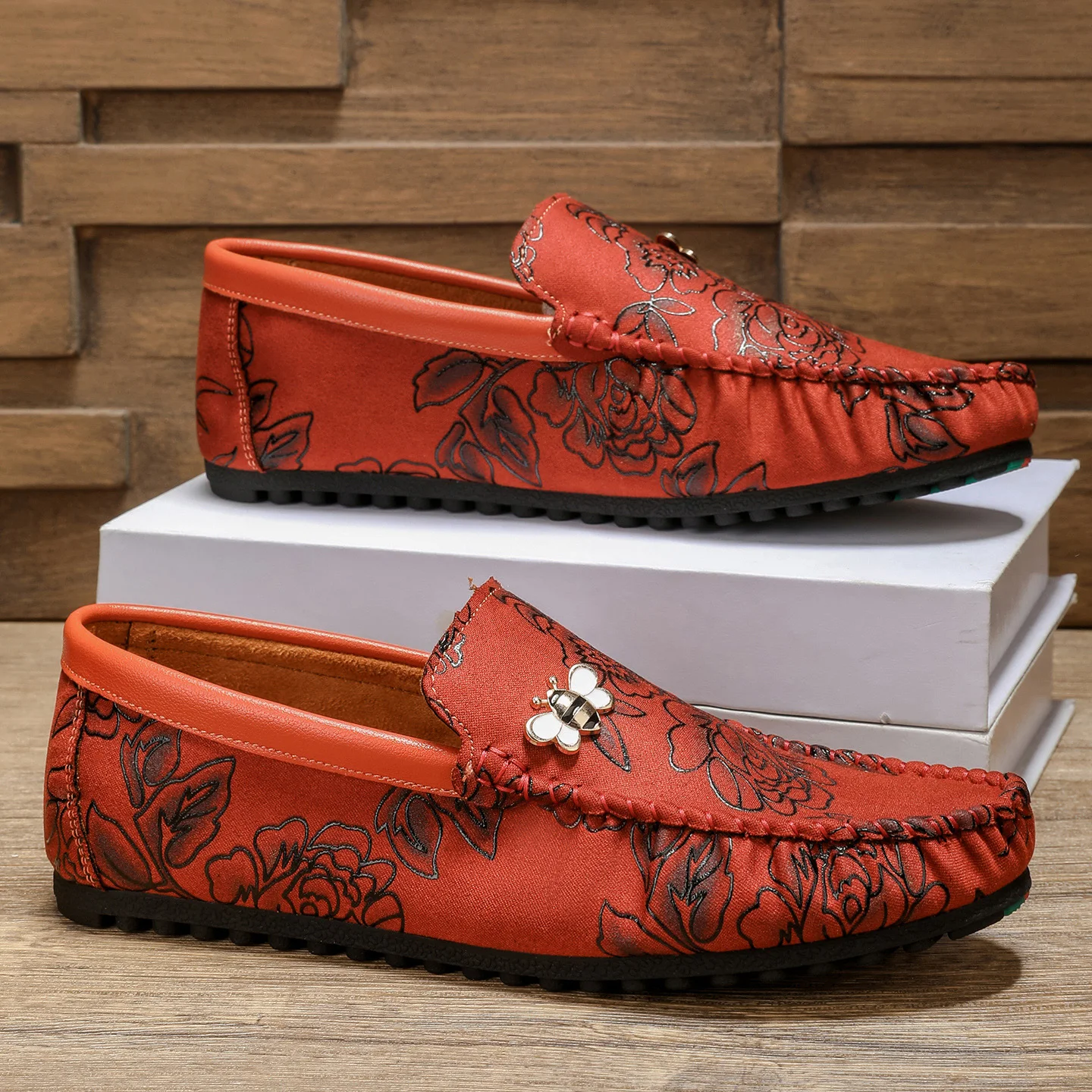 

Male Slip On Flat Loafers High Quality Leather Non Slip Office Shoes Ultra Light Round Toe Design Modern Street Style Daily Wear