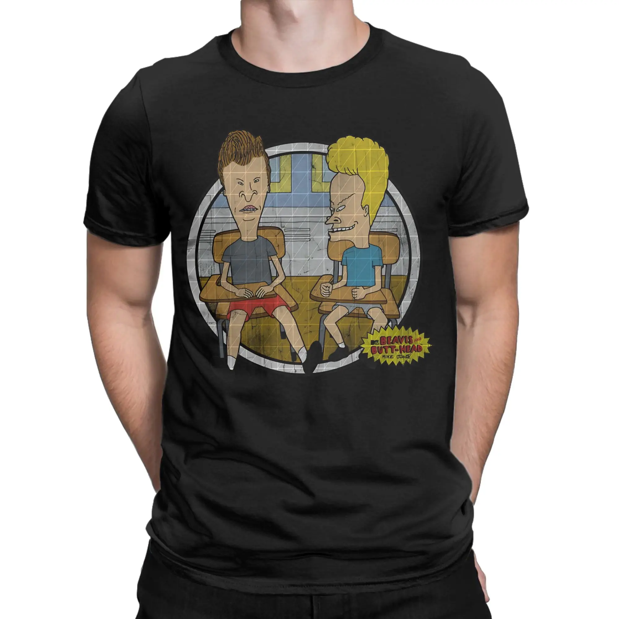 

Beavis And Butthead Classroom Portrait T-Shirt Men 100%Cotton Clothes Novelty Crewneck Short Sleeve