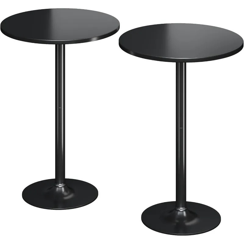 

Round Bistro Pub Table 2 Pack Modern Style Metal Base MDF Top Cocktail Bar Table Counter Bar Height for Pub, Dining Roo