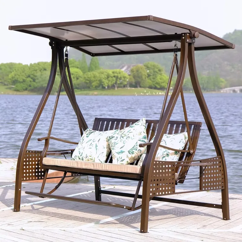 Solar Receiver Aluminum Metal Hanging Led with Light Porch Garden Outdoor Patio Swings