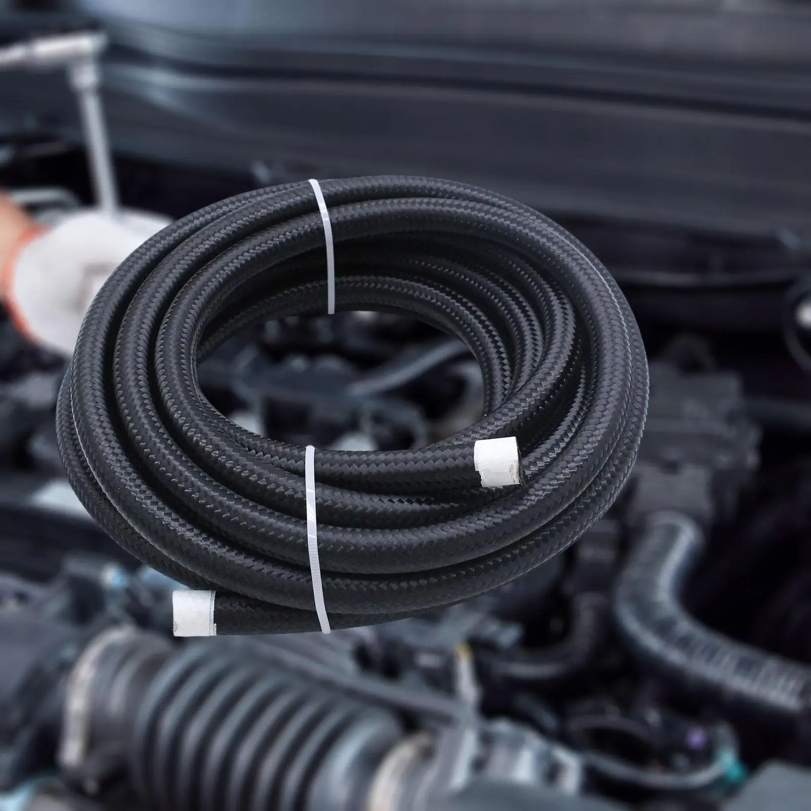 

20ft 6AN 3/8" Cpe Gas Fuel Line Hose Universal Accessories Multipurpose Professional Sturdy Nylon Stainless Steel Braided Black