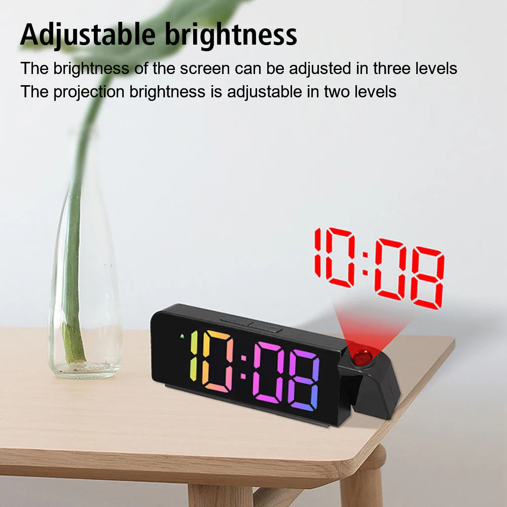 12H/24H LED Clock Night Mode Power-off Memory Table Clock USB Powered Digital Projection Alarm Clock With USB Cable