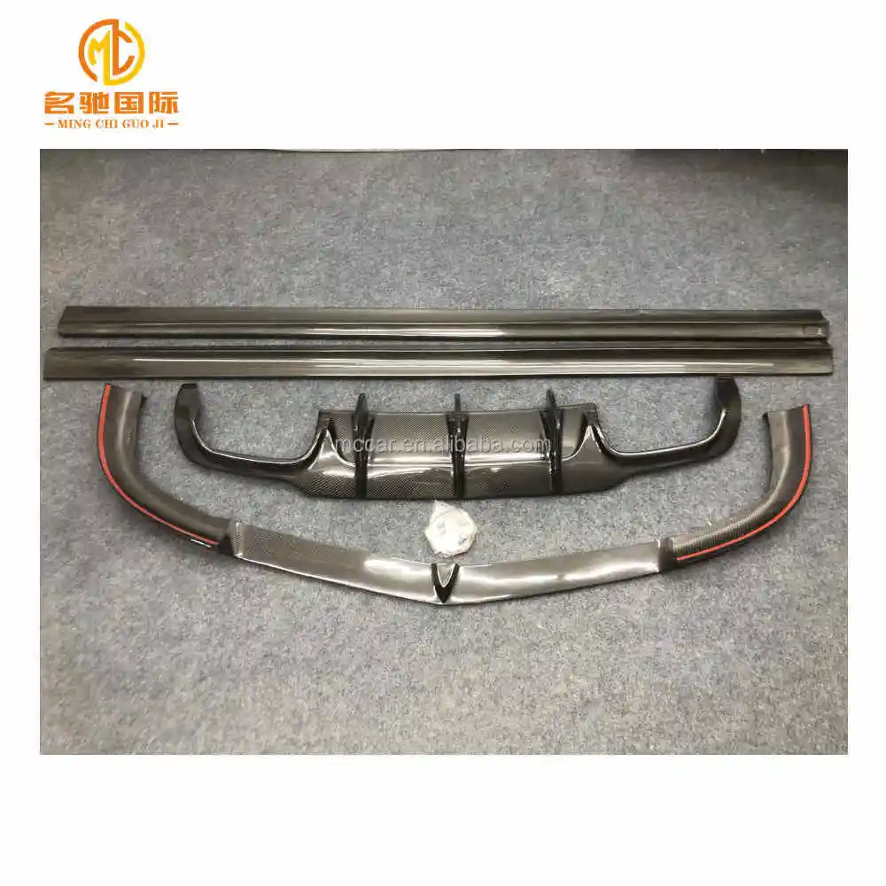 High Quality C63 AMG Front Lip Side Skirt Diffuser For Mercedes Benz W204 C63 Carbon Fiber Body Kit