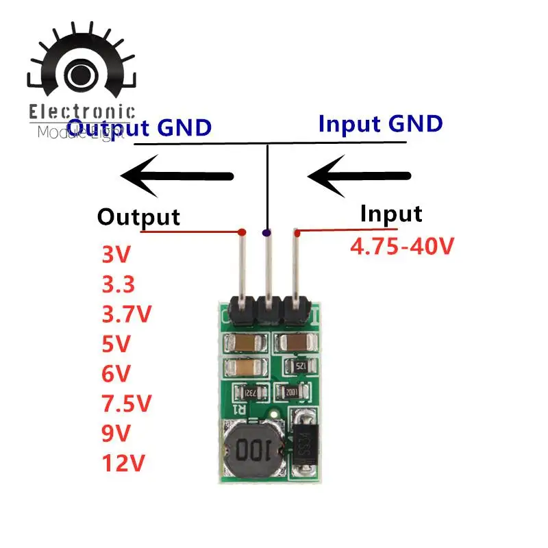 DC-DC DC 5-40V to 3V 3.3V 3.7V 5V 6V 7.5V 9V 12V 1A Buck Step Down Converter Module Voltage Regulator Board without Pin