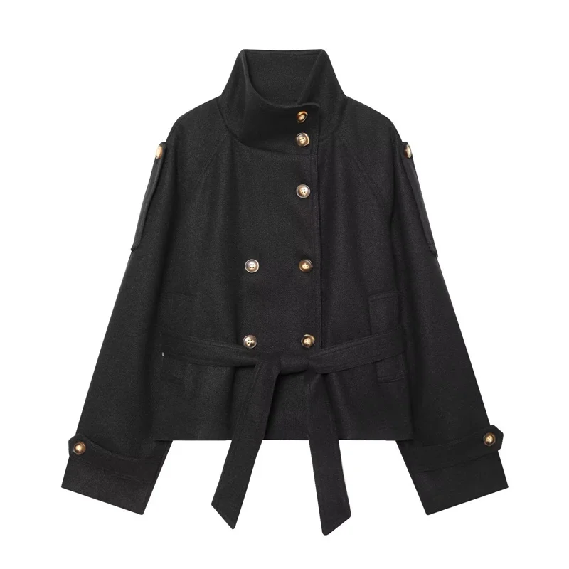 Women's Coat 2026 New Fashion Autumn Winter Scarf-Embellished Short Coat for Women Personality Elegant Chic Women Outerwear