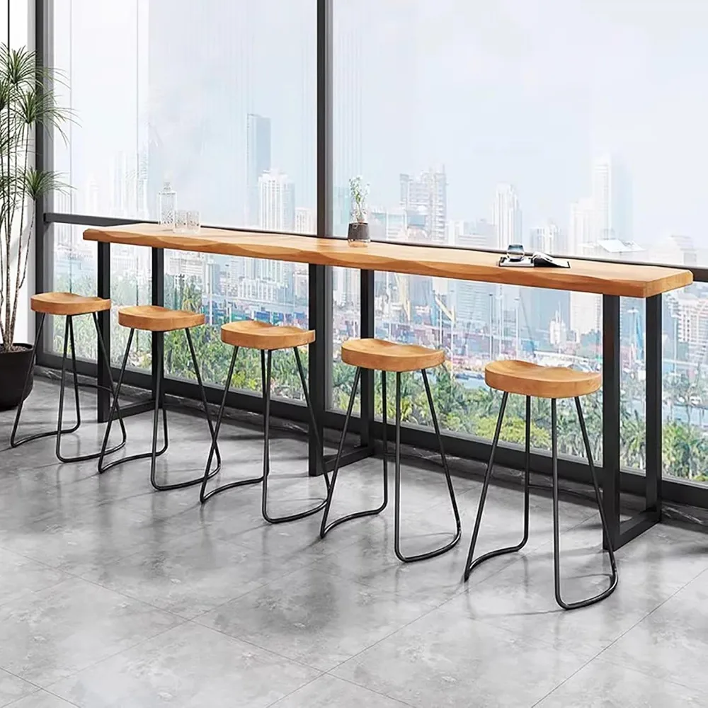 Bar Counter Table,Long Narrow Bar Table,Live Edge Kitchen Dining Table,No Stool,Solid Wood Bar Top Tables