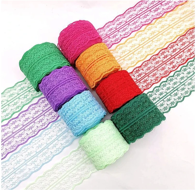 10Meters/Roll 4.5cm Width Lace Ribbon Trim Fabric Solid Color Lace For Apparel Sewing Webbing Trimming Gift Packing DIY Crafts