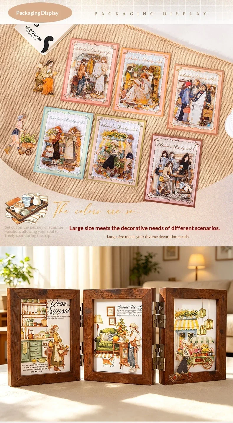 JIANWU Vintage Life Flower Character Landscape Material Collage Scrapbooking PET Sticker Creative DIY Journal Stationery
