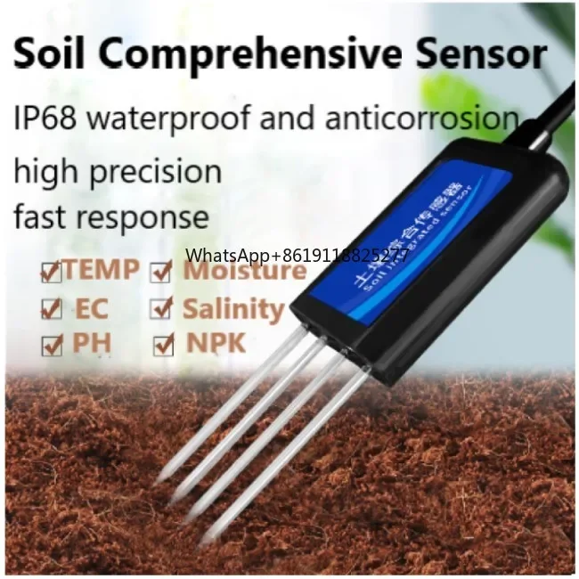 RS485 Modbus 출력 스마트 농업 7 in 1 EC 전도도 PH NPK 온도 수분 토양 4 핀 센서