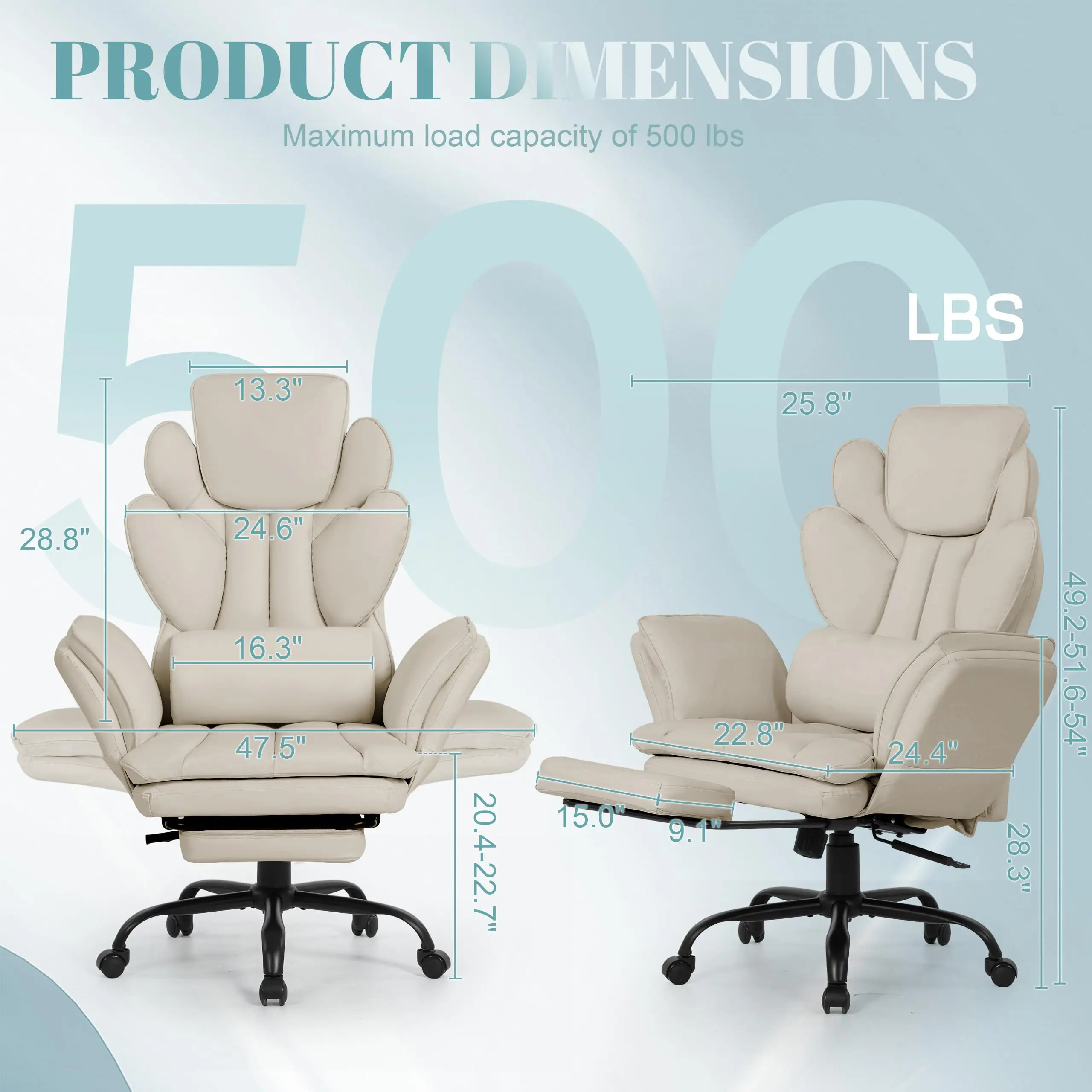 Flip Armrests Criss Cross Office Chair, Reclining Office Chair with Foot Rest, Adjustable Headrest, Massage Waist