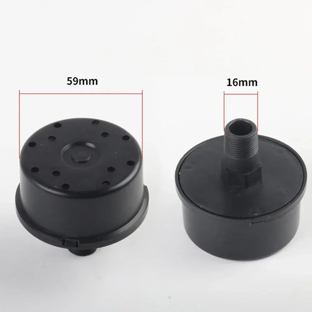 Black Plastic Filter Air Pump Muffler 16mm Male Thread Air Compressor Muffler Filter Noise Lightweight