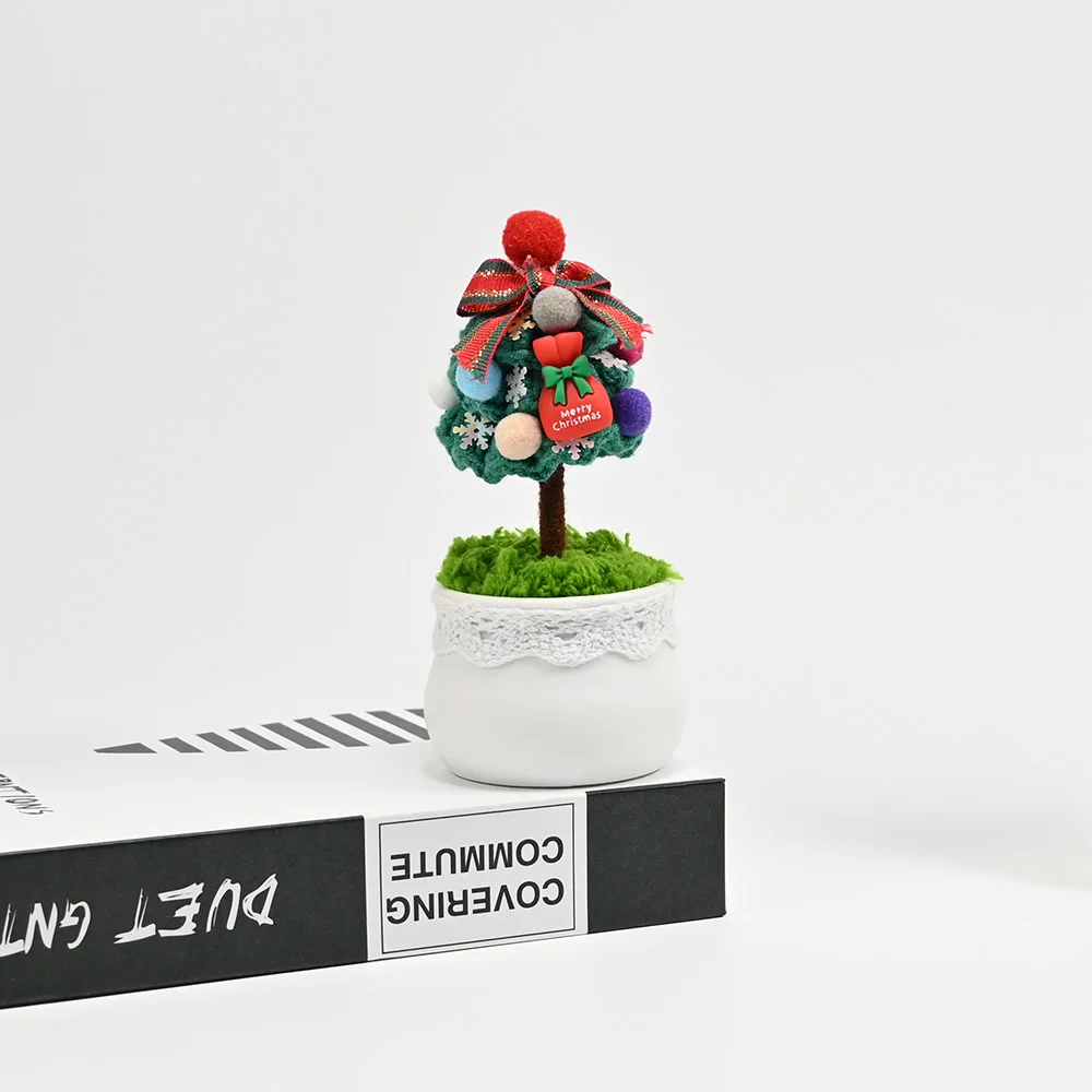 

Artificial Mini Christmas Tree Bonsai Fake Plants Flowers Potted Handmade Crafts For Living Room Home Table New Year Gifts Decor