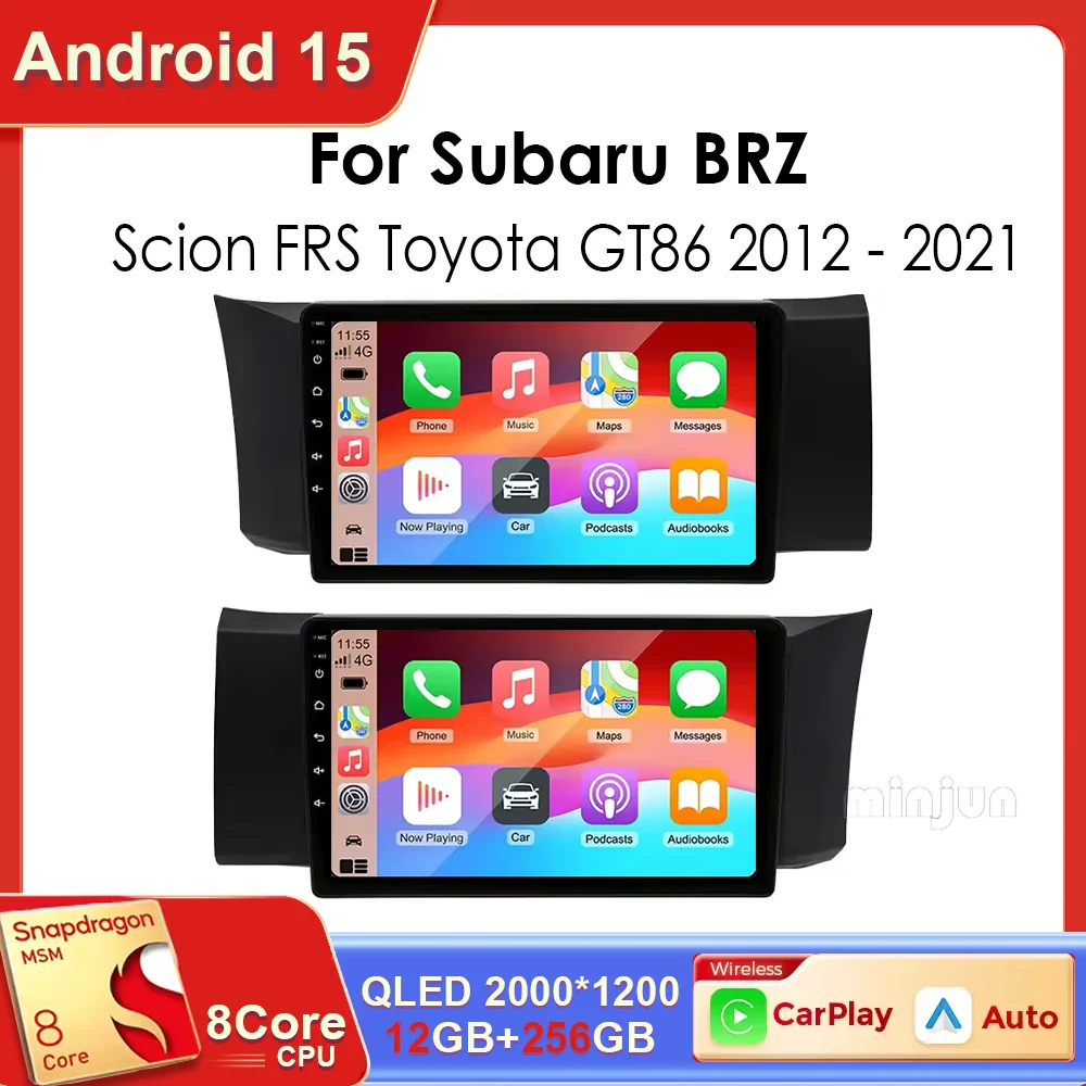 أندرويد 15 Carplay راديو السيارة لتويوتا GT 86 لسوبارو BRZ 2012 2013 2014 - 2016 الوسائط المتعددة مشغل فيديو الملاحة ستيريو لتحديد المواقع