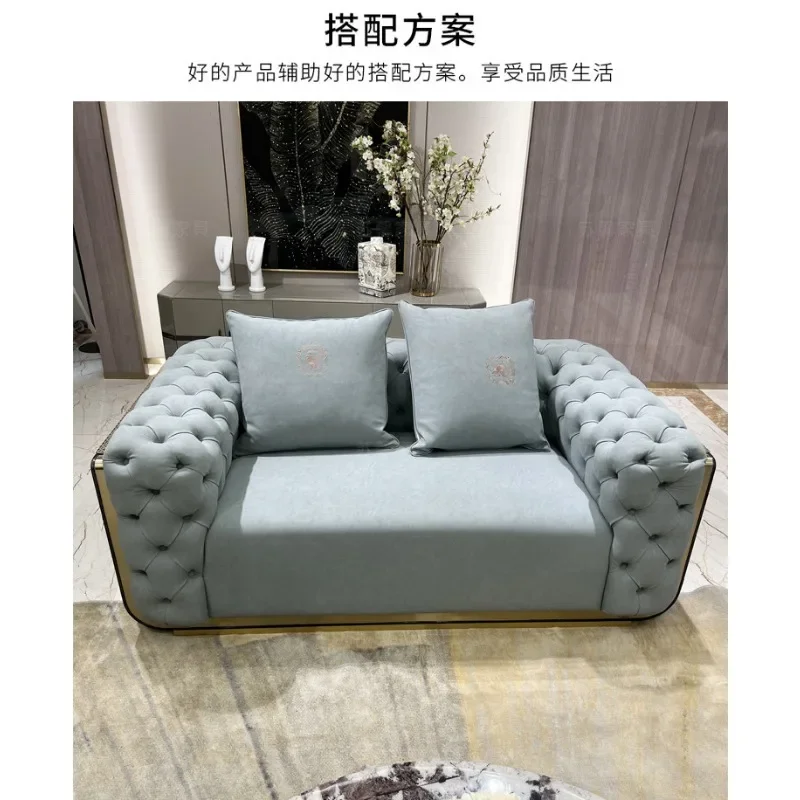 Italian light luxury matte leather sofa post-modern villa living room Bentley high-end luxury large apartment pull-up sofa