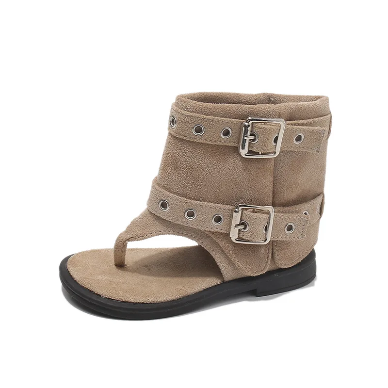 Jogerli Girls Roman Sandals Summer New Flip-flops British Rivets Cool Boots Niche Design Retro Toe Boots - view 5