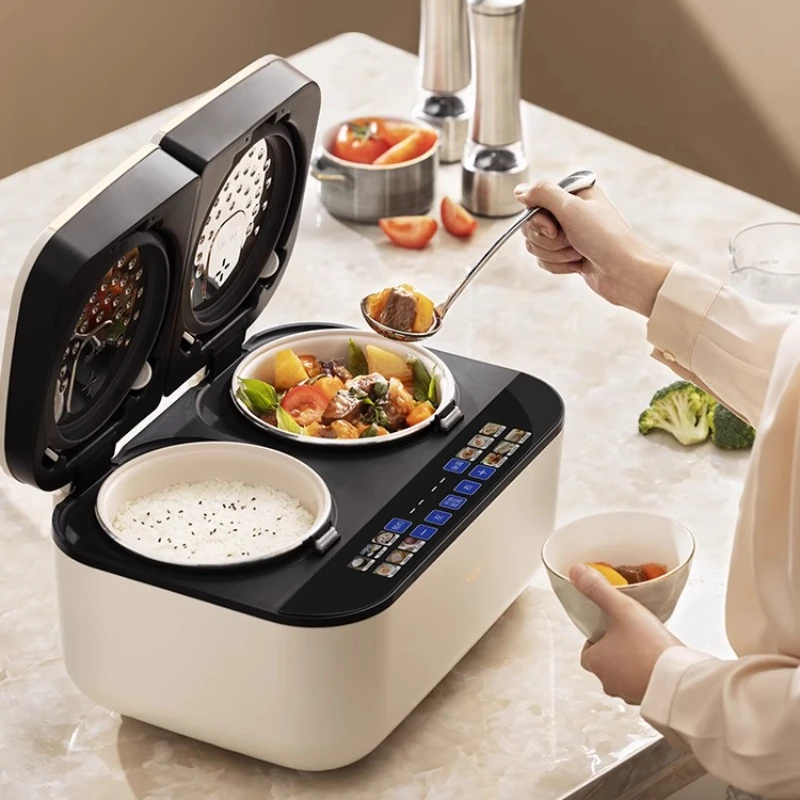 Smart 2‑in‑1 Dual‑Purpose Rice Cooker Multifunctional Integrated Double‑Pot Round Kettle Home Kitchen Cooking Appliance
