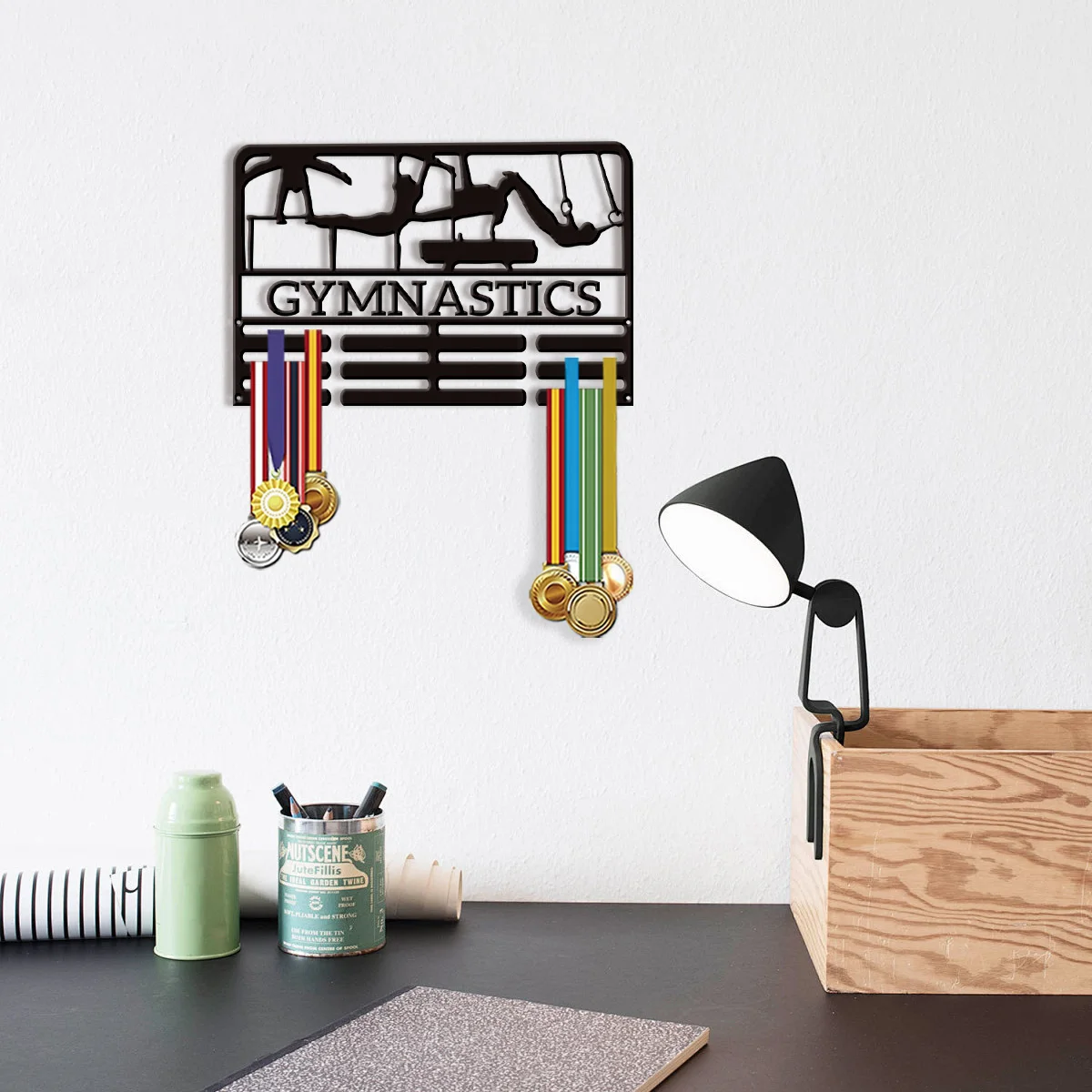 1 new design personalized customization gymnast Medal hanging rack, wall mounted medal display rack, pole vaulting athlete comm