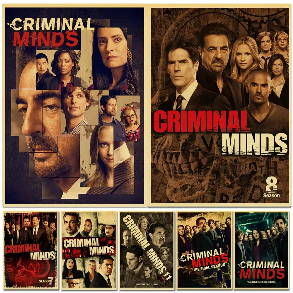 Vintage Criminal Minds TV Series Poster, Retro Kraft Paper Wall Art for Living Room Bar Home Interior Decor
