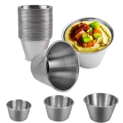 Stainless Steel Salad Tomato Sauce Container Condiment Sauce Cups Salad Dipping Bowl Small Sauce Cup for Restaurant Home Party