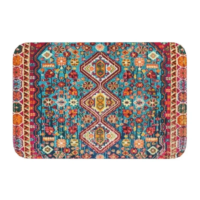 Oriental Colored Traditional Antique Moroccan Style Front Door Mat Anti-Slip Indoor Waterproof Bohemian Doormat Floor Rug Carpet