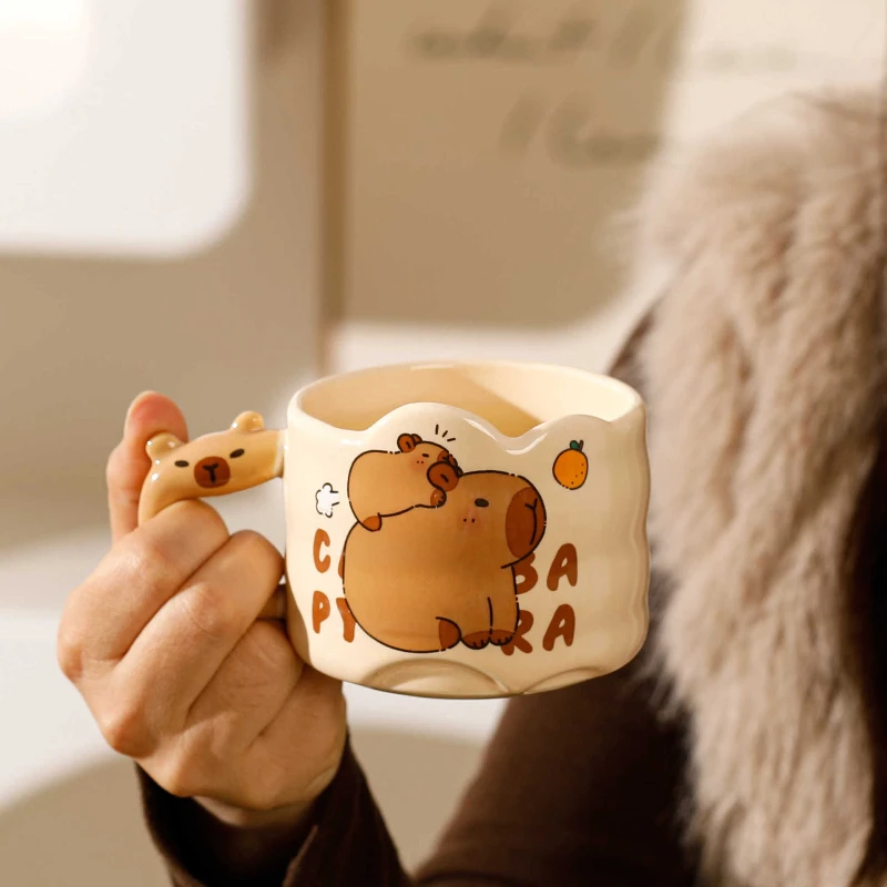 Tasse créative en céramique Capybara, tasse d'eau empilée de dessin animé, tasse à café domestique, tasse à lait pour petit déjeuner pour enfants, cadeau de Couple