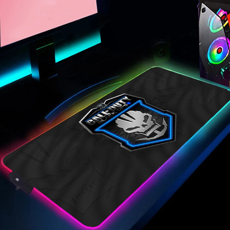 Tapis de souris Rgb Kawaii pour ordinateur portable, tapis de bureau, tapis de clavier Gamer, accessoires d'anime, growCall Of Duty