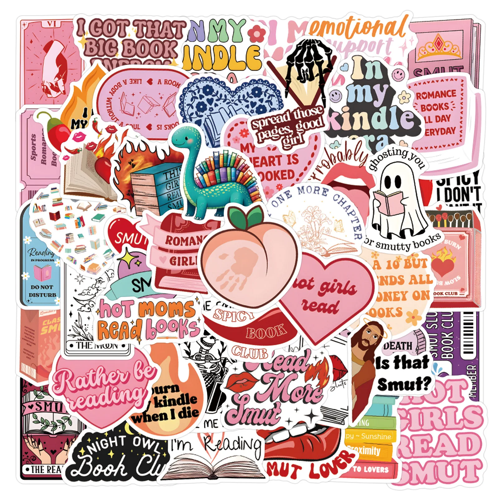 55 Stück/Packung Buchaufkleber für Kindle, Smutty Bookish Sticker Pack für Leser Booktok Vinyl-Aufkleber