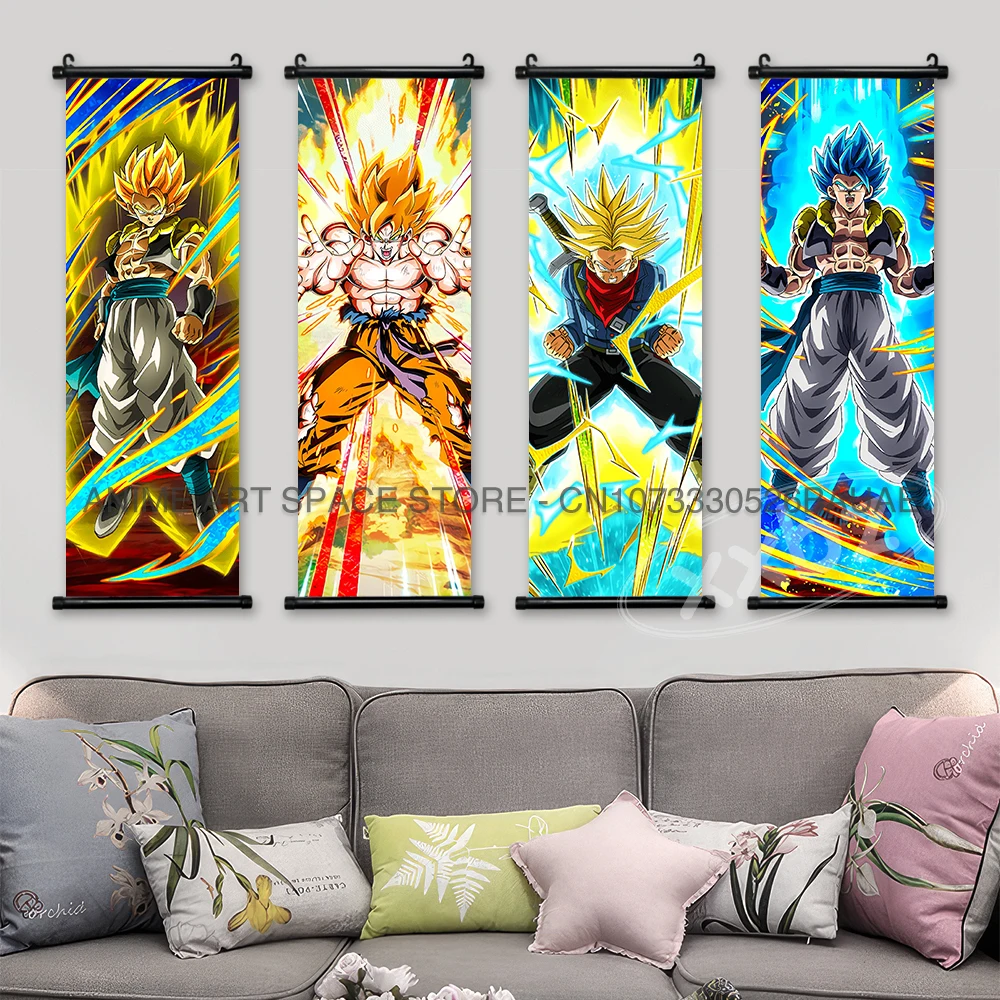Dragon Ball Hanging Painting Scrolls Pictures Wall Art Gohan Canvas Home Decor Goku Anime Posters Saiyan Vegeta Wallpaper Gift