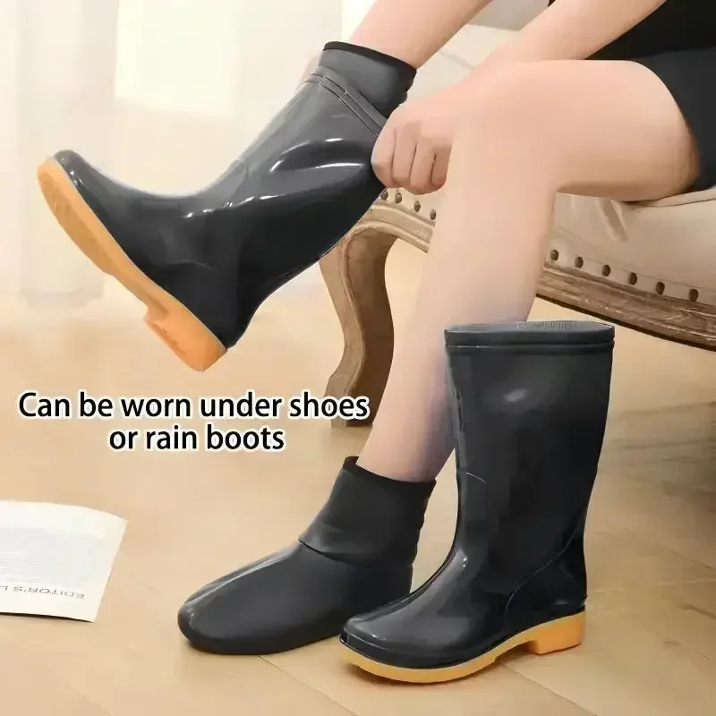 1/2/3 Pairs Weatherproof PU Leather Slipper Socks Waterproof Cloth Socks,Yoga Mats,Warm Sutumn&Winter Socks Men&Women\'s