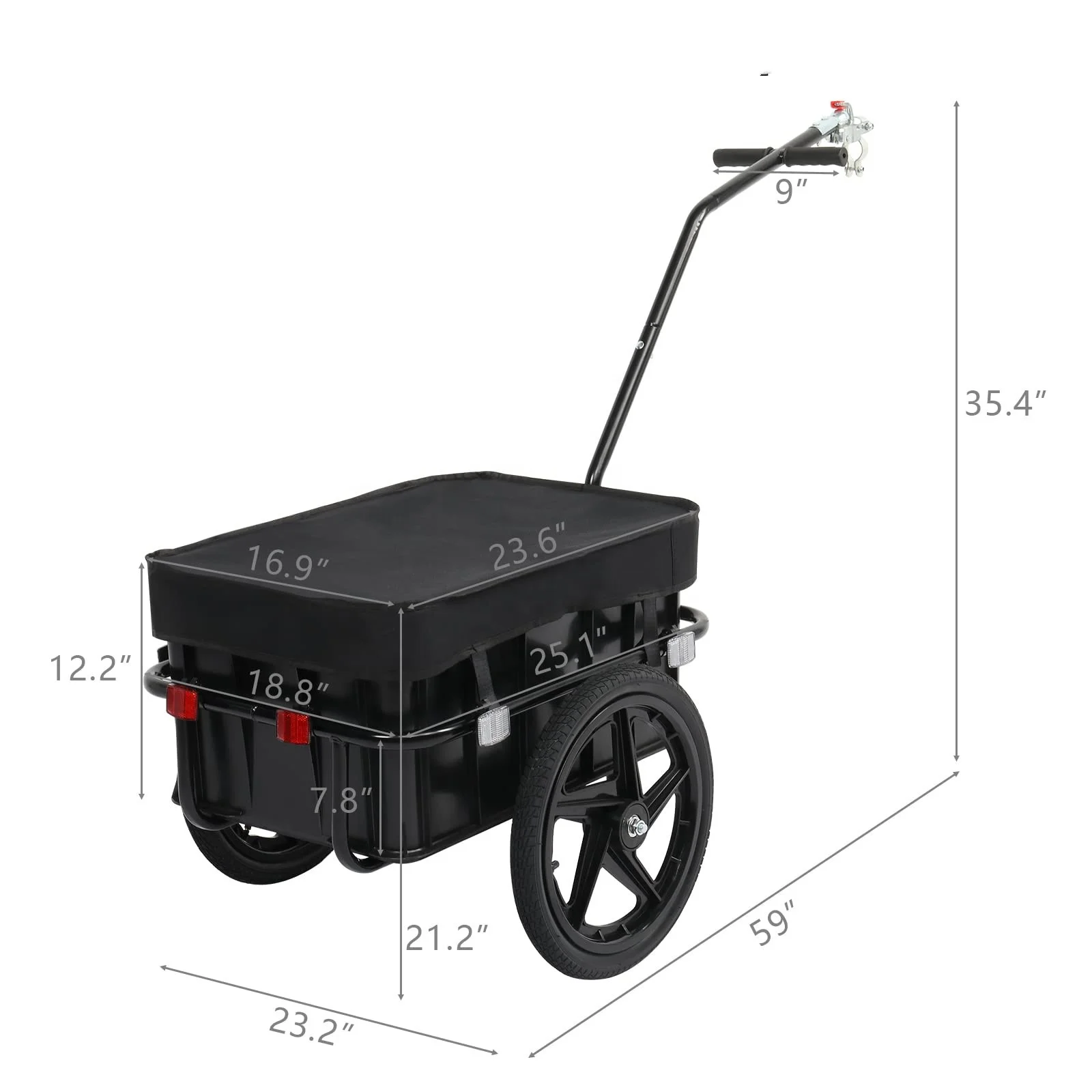 Bike Cargo Trailer with Removable Box & Waterproof Cover, Bicycle Wagon Trailer with 16