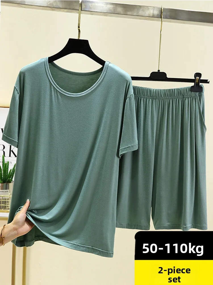 Modal Men's Spwear Summer Thin T-irt Home Clothes Can Be Worn outside Large Size Casual ort Sve orts Two-Piece Set