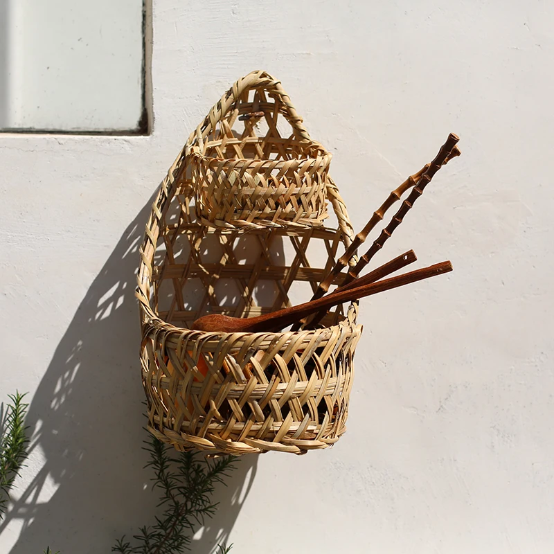 

Handmade Bamboo Flower Vase, Bowl Chopstick Draining Rack, Natural Bamboo Craft, Wall-Mounted Home Decor, Decorative Bamboo Rack