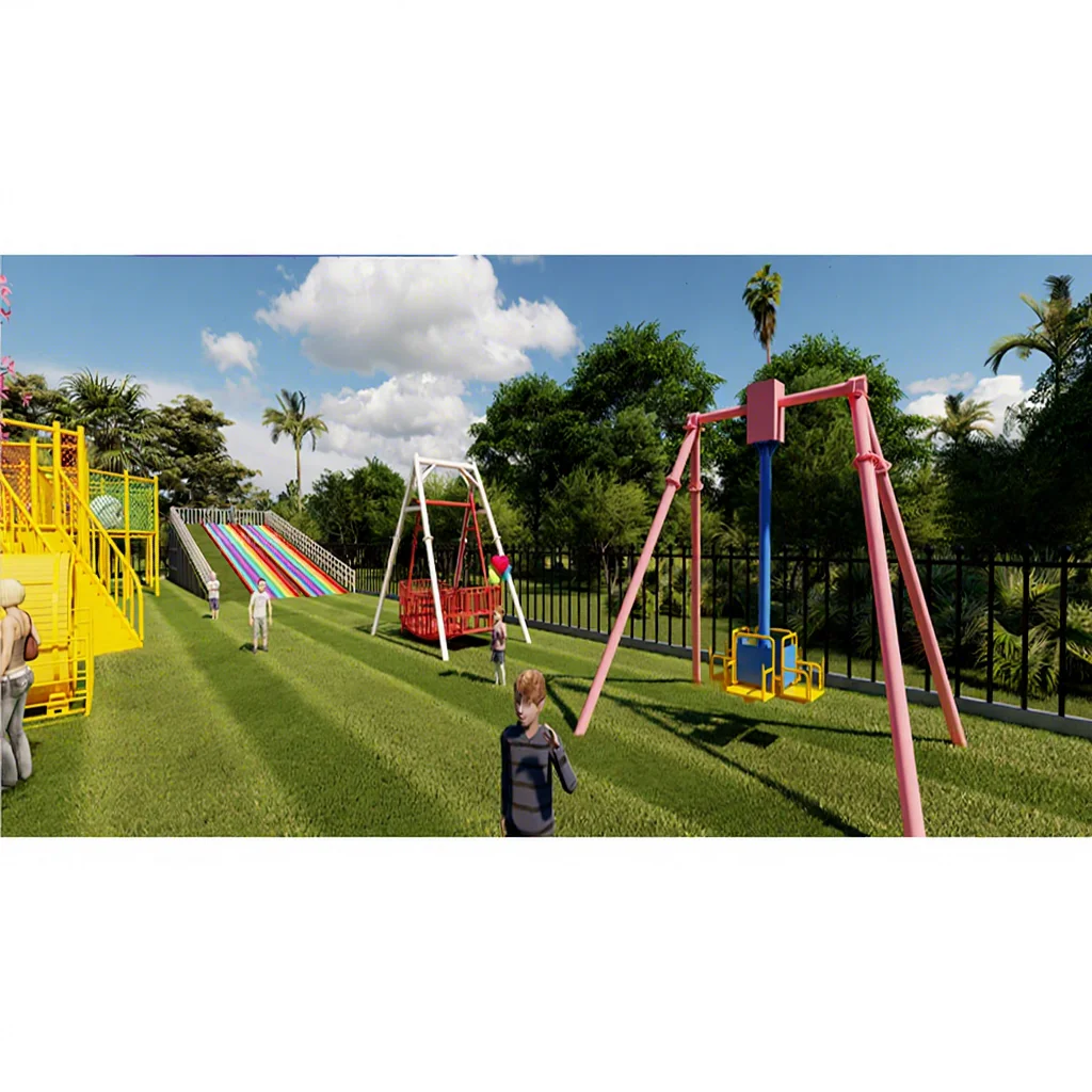 Multifunctional Eco-Friendly Wooden Metal Plastic Landscape Playground, Children's Outdoor Play Equipment, Easy Assembly